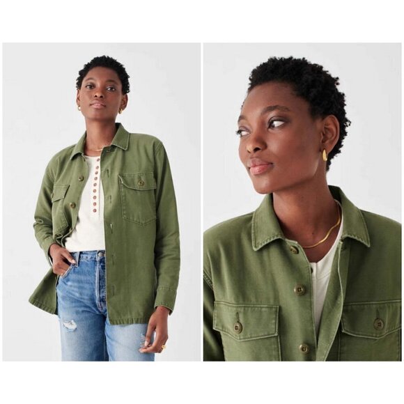 💕FAHERTY💕 Savannah Cotton Overshirt Jacket~ Fatigue Green XS NWT - Picture 8 of 16